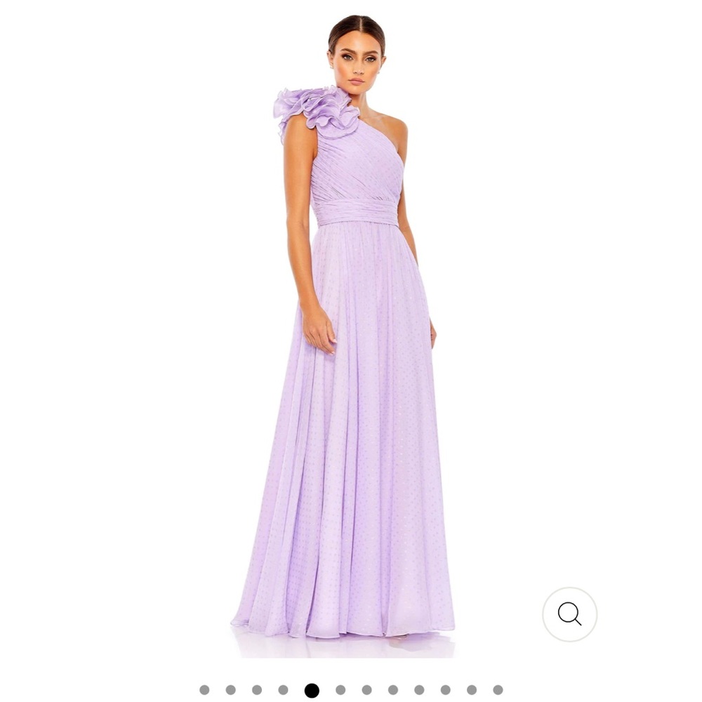 Mac Duggal- POLKA DOT RUFFLED ONE SHOULDER GOWN